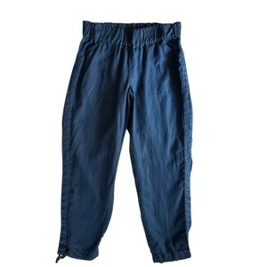 Pure Jill Linen Ankle Pants‎ Elastic Waist Casual Drawstring Blue Size Small